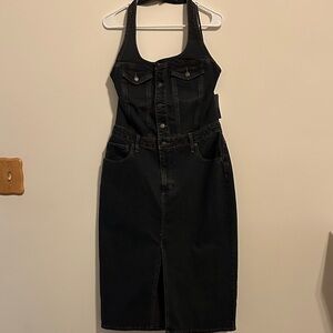 Universal Thread Black Denim Halter Overall dress size 14